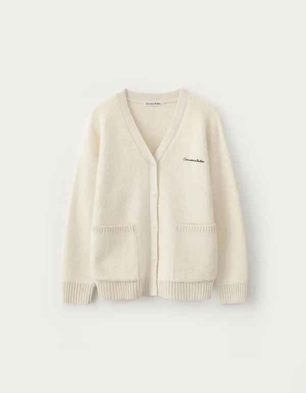 Rima Boucle V-Neck Cardigan - Ivory