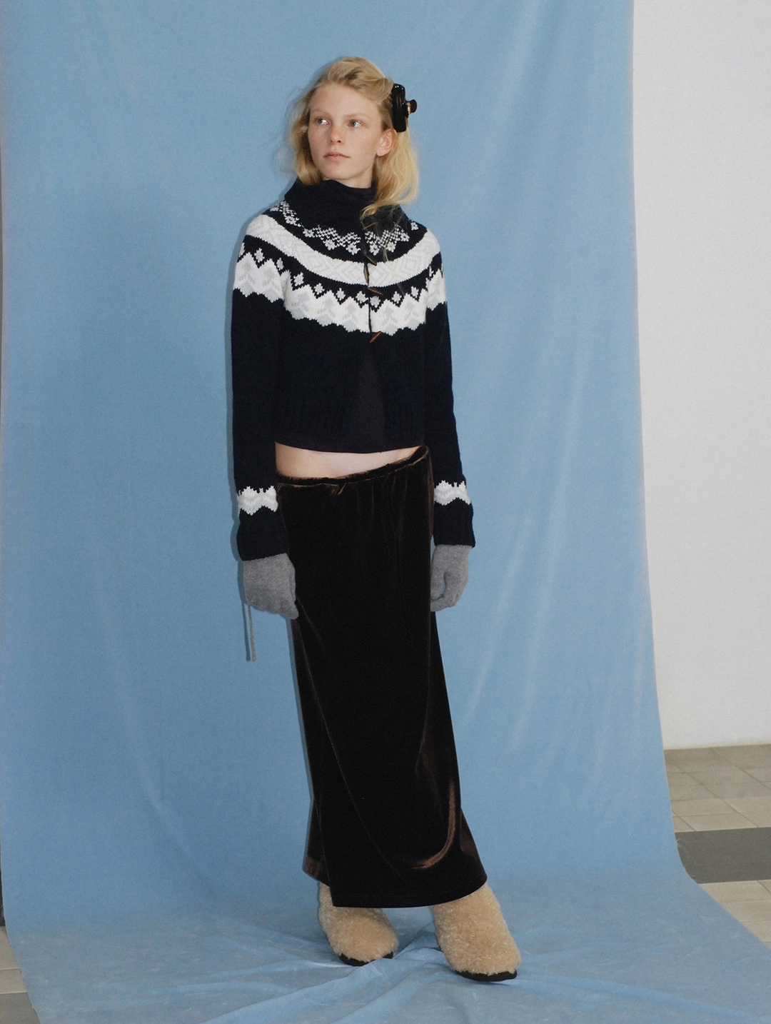 포에토 [2nd] Claire velvet skirt - brown 상품 이미지 2