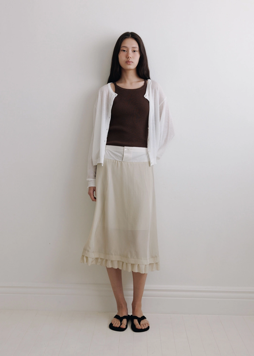더라이 Frill Midi Skirt(Beige) 상품 이미지 2