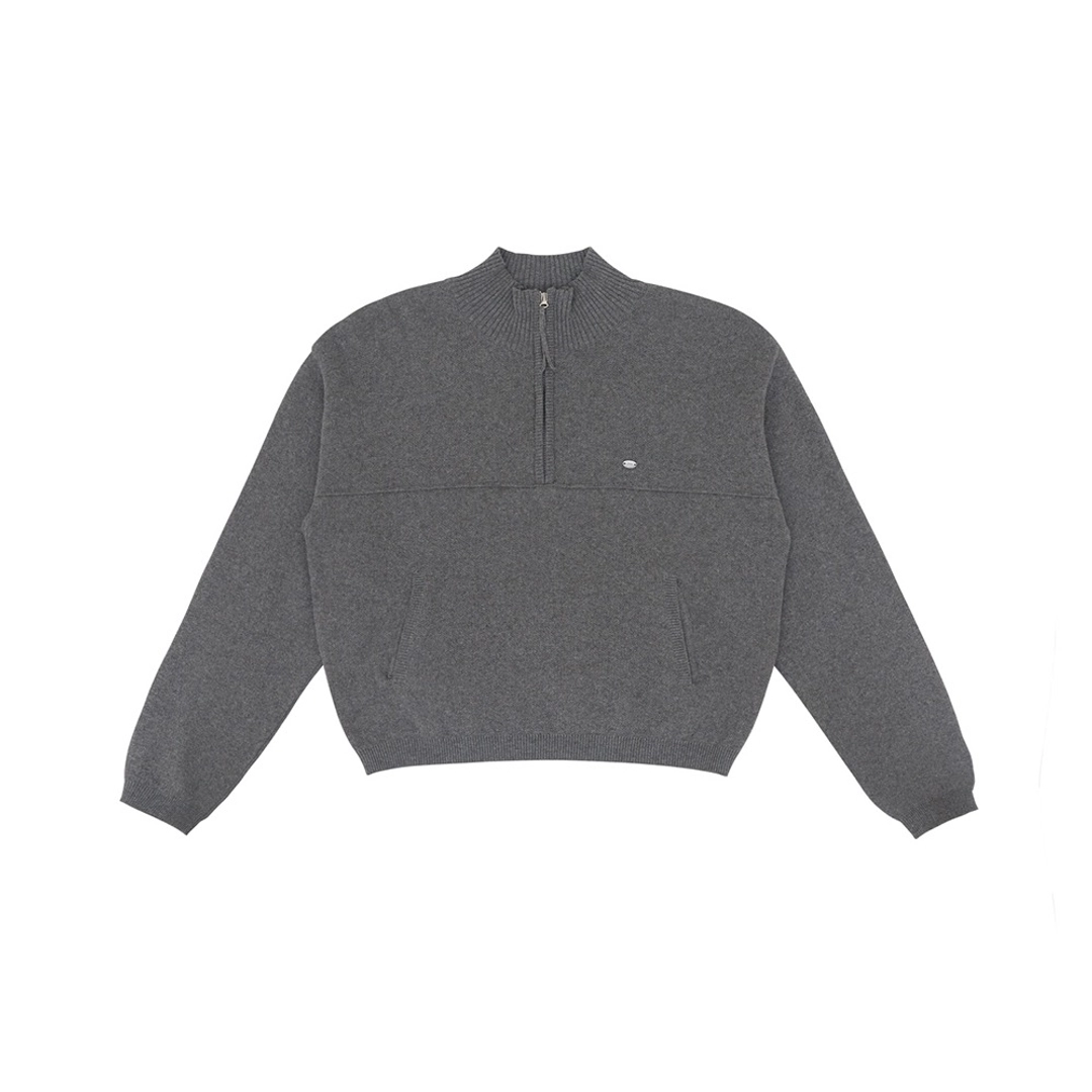 피브비 Half Zip-up Knit (fuzzy charcoal) 상품 이미지 1