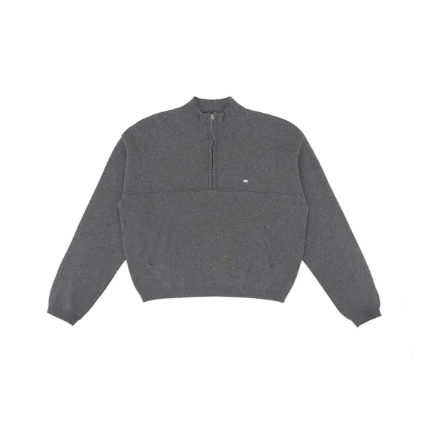 Half Zip-up Knit (fuzzy charcoal)