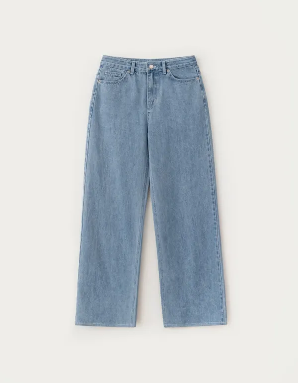 Tate Wide Denim Pants - Light Blue