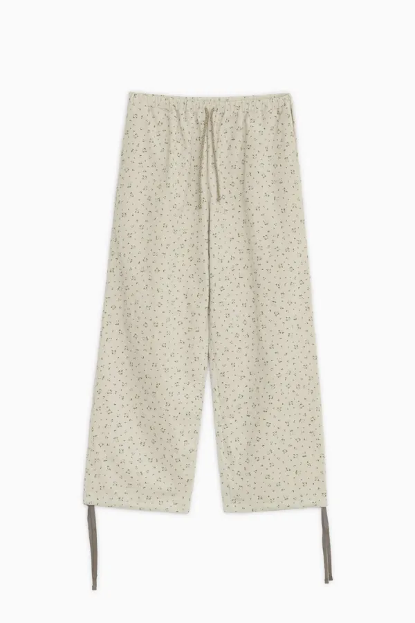 FLORAL CORDUROY BANDING PANTS, CREAM