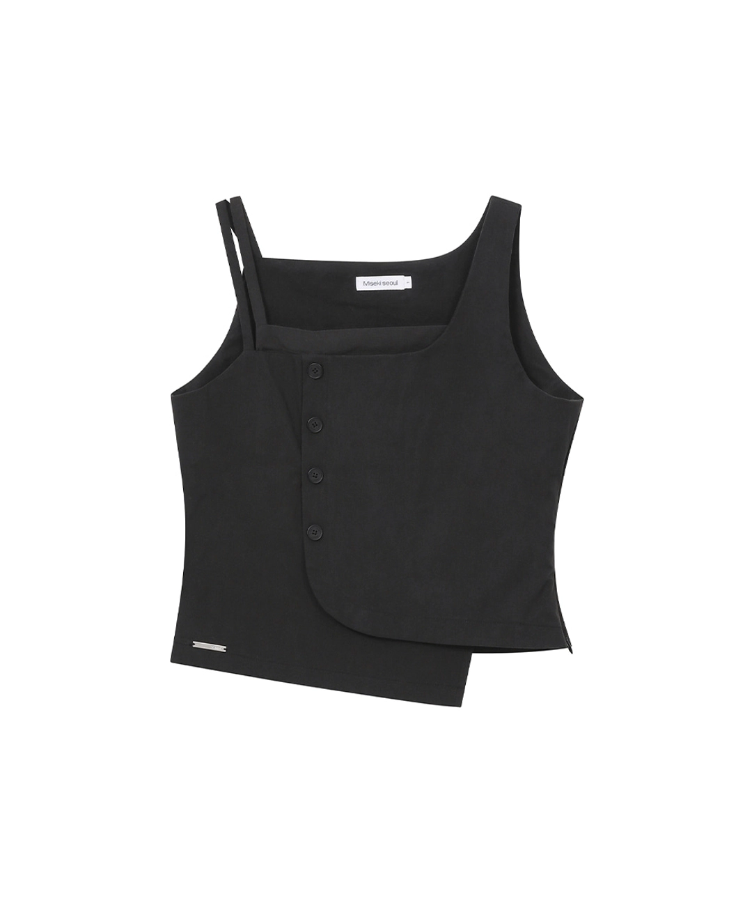 미세키서울 [레이 PICK] Layered button sleeveless top BLACK 상품 이미지 1