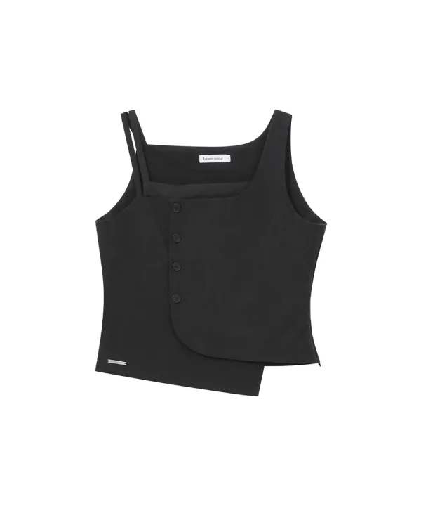 [레이 PICK] Layered button sleeveless top BLACK