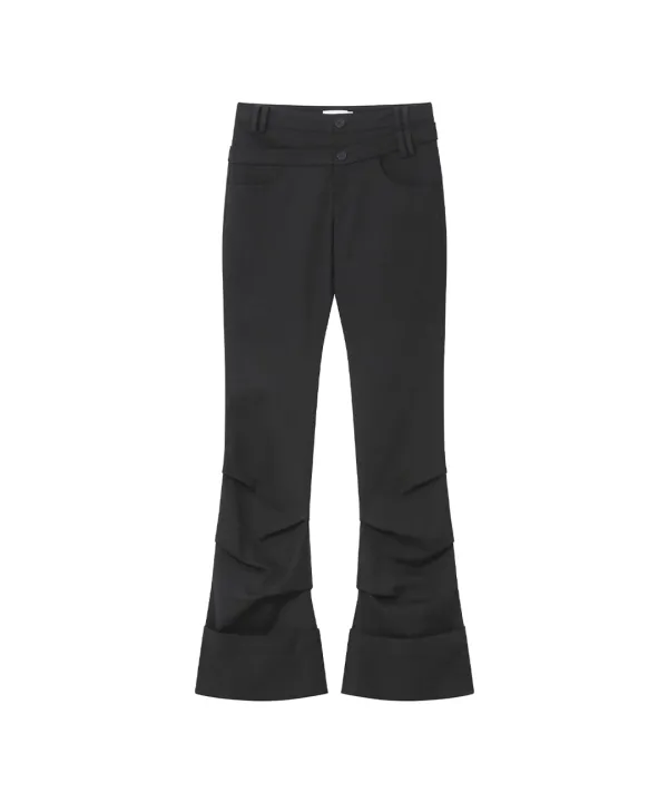 [레이 PICK] Two line layered folding pants BLACK
