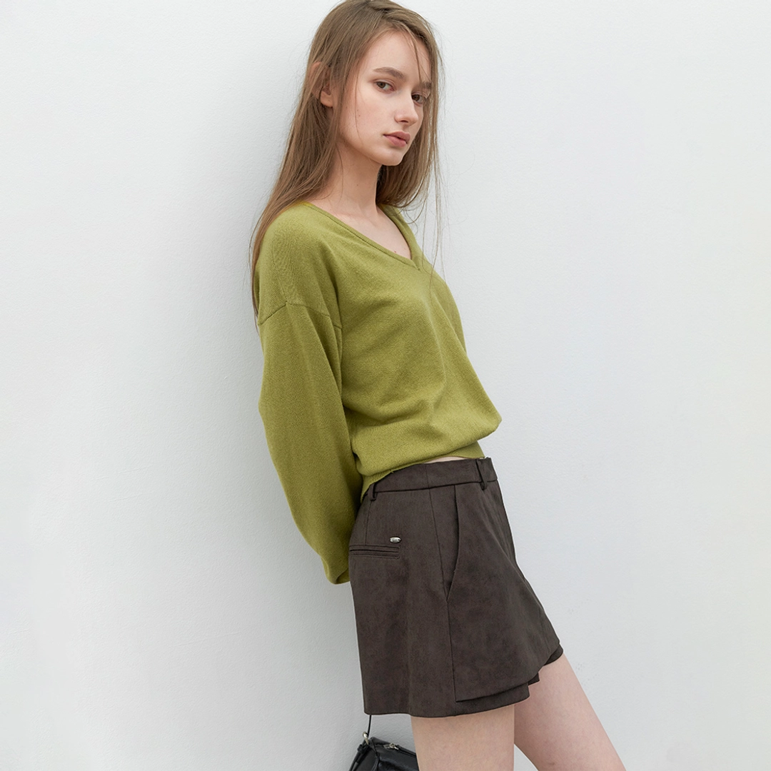 아뜰리에 나인 (PT-5830)SUEDE LOWRISE SKIRT PANTS 상품 이미지 1