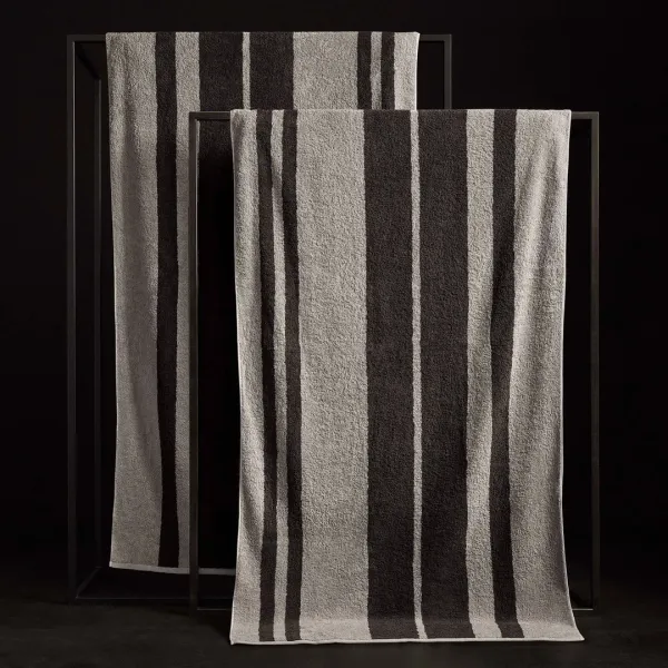 Wide Stripe Beach Towel - Fog/Slate