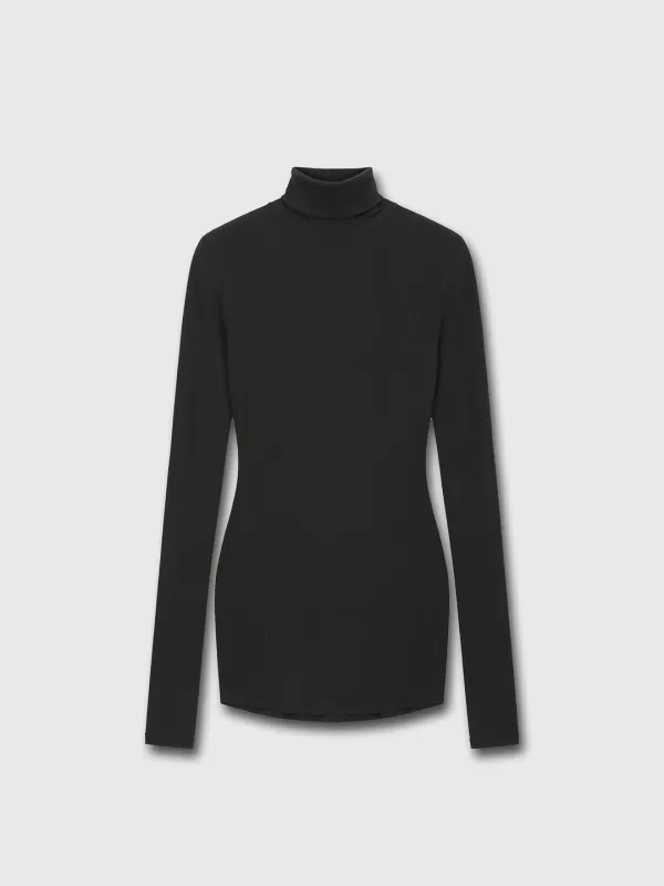 (W) SLIM-FIT TURTLENECK_ BLACK