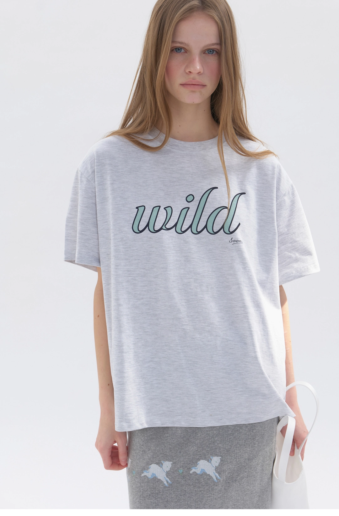 순수 Wild Print Tshirt Melange Grey 상품 이미지 1