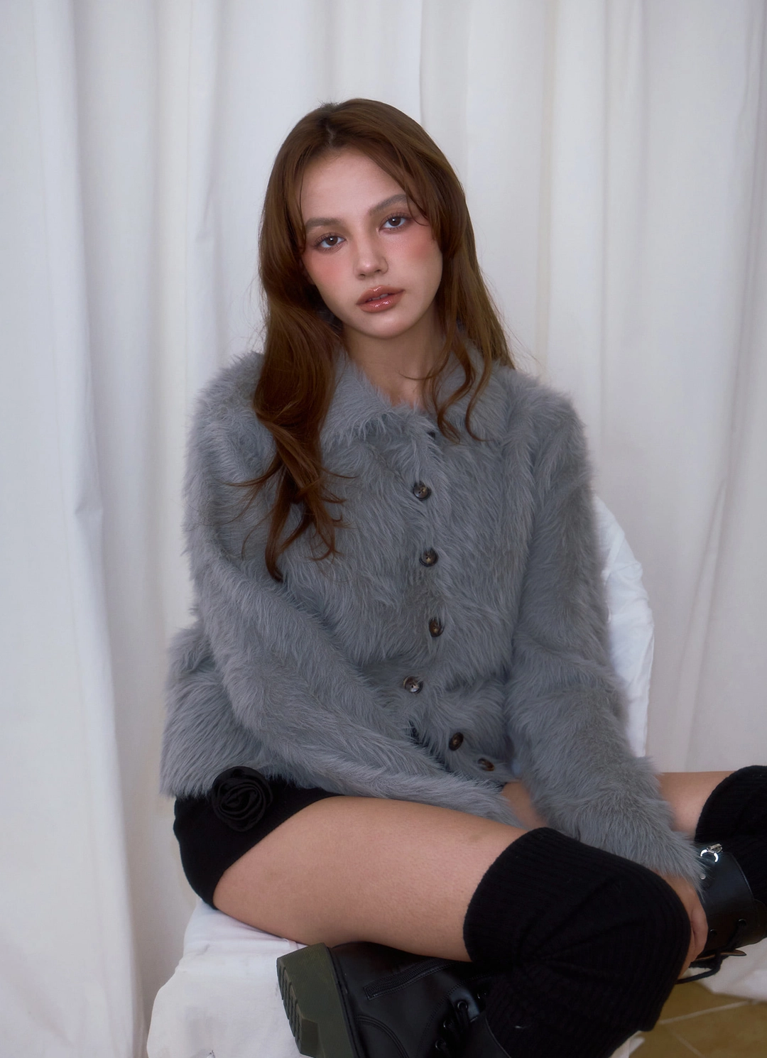 로제프란츠 [9/30 예약발송] Fur Collar Button Cardigan [Gray] 상품 이미지 2