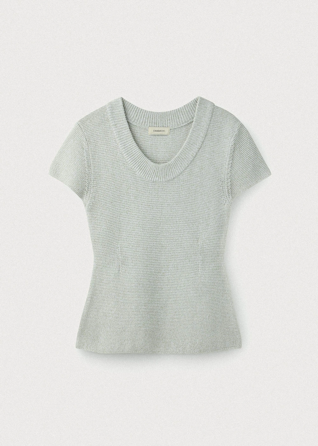 우마뭉 Korean paper yarn cap sleeve u neck pullover_Sea salt 상품 이미지 3