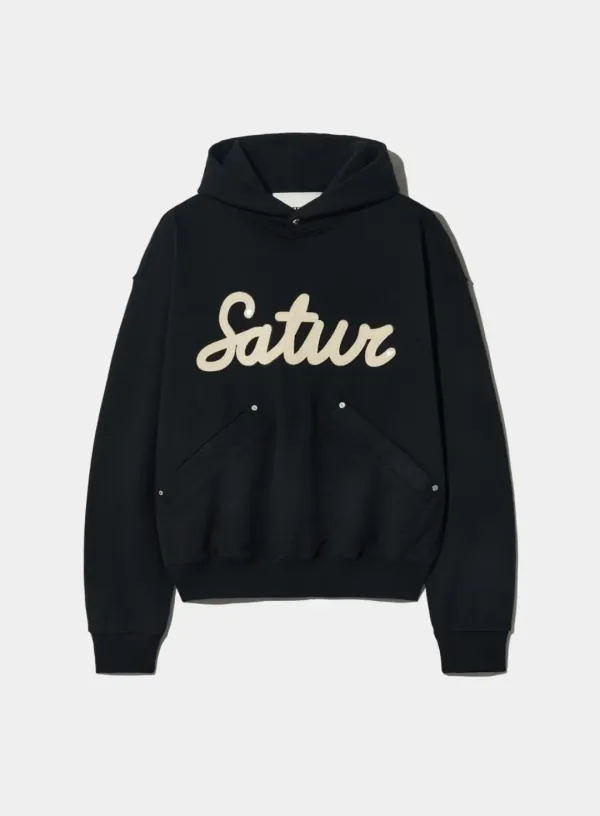 Lugo Applique Rivet Hoodie - Black