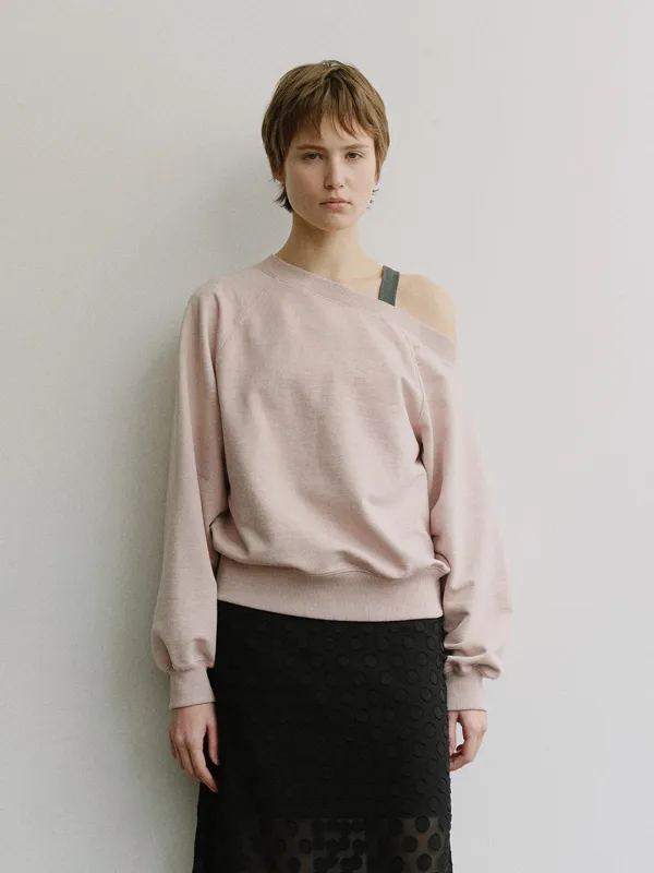 TIS PIGMENT OFF SHOULDER SWEATSHIRT SET_PINK & CHARCOAL