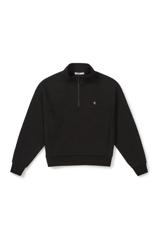 [25FW clove] Soft Half-Zip Sweatshirt (Black)