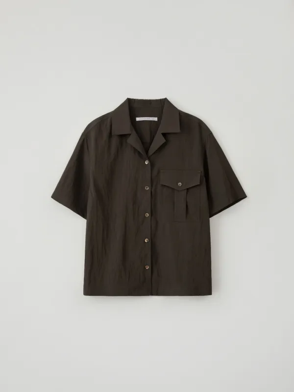 Silky Pocket Half Shirt(Brown)