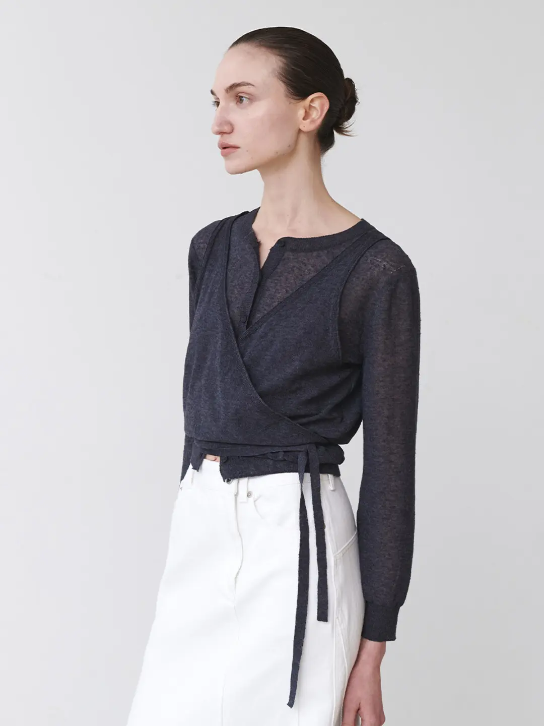루에브르 [SET] See-through Cardigan + Strapped Sleeveless top SS5MD237_3color 상품 이미지 1