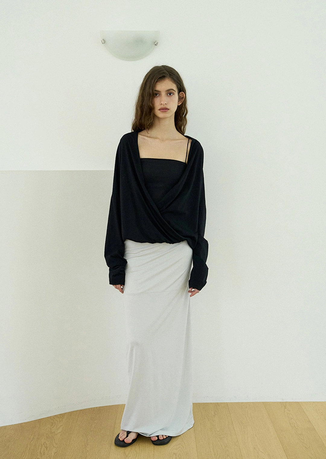 하베크 Drape sheer top / Black 상품 이미지 1