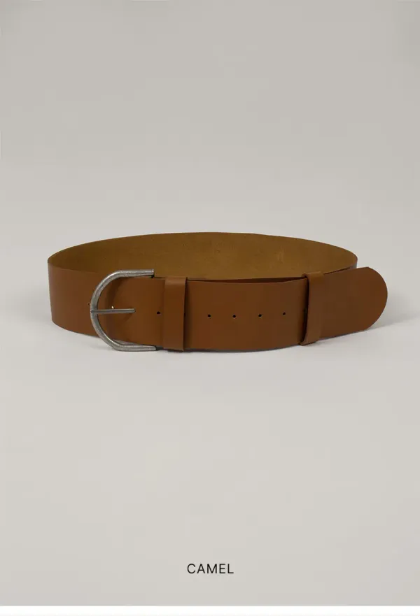 COW LEATHER WIDE BELT_CAMEL