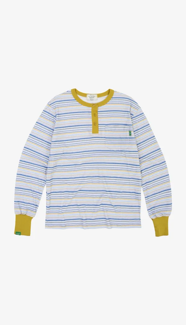 228. Henley Stripe T _ Yellow