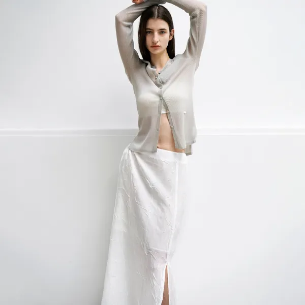(SK-5025)OPINIO SHIRRING CUT-OUT SKIRT