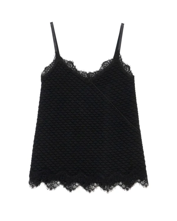 Cotton Quilted Lace Slip (Black)