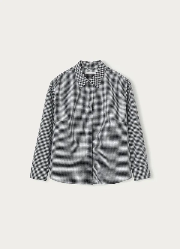 Arietta hidden button shirt (Black check)