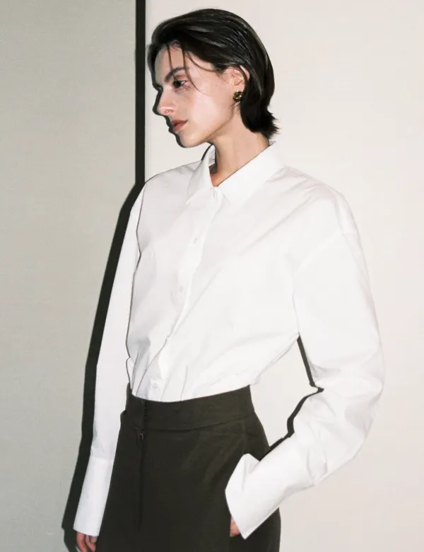 Mila Forme Wide Collar Shirt (White)