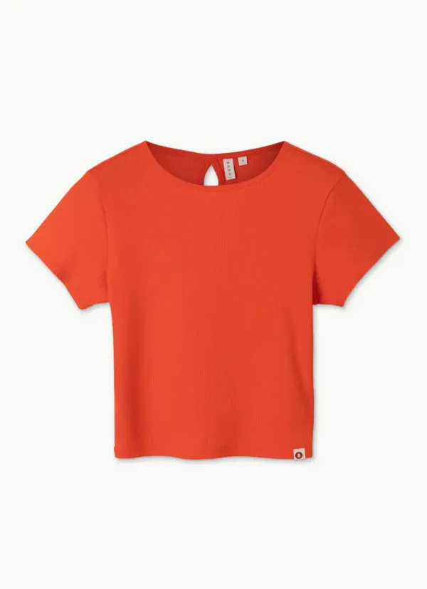 Keyhole rib short sleeve_Cherry Tomato