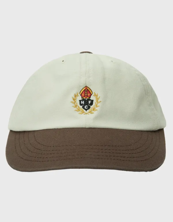 CREST WASHED CANVAS 6 PANEL CAP / Ivory-Brown