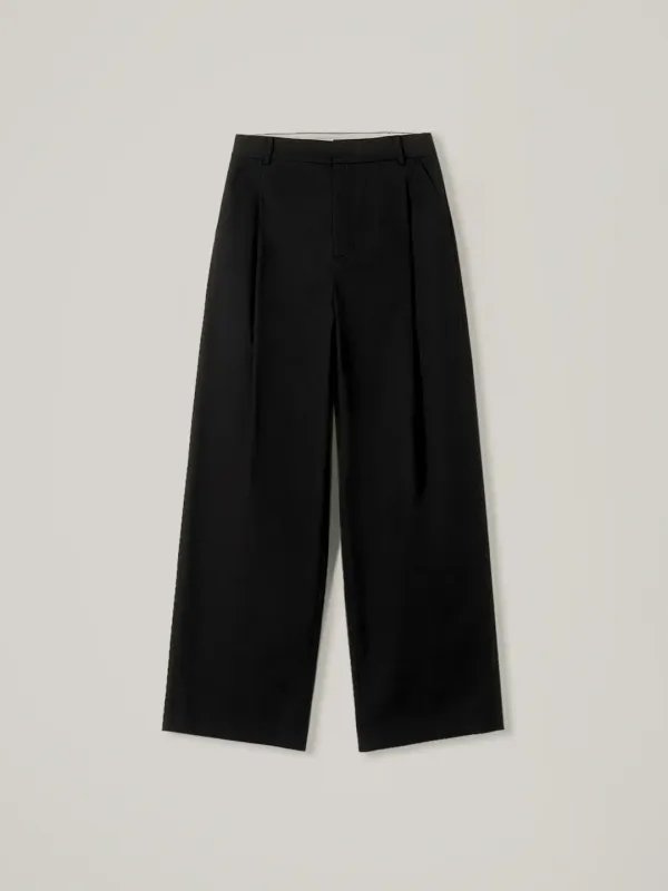 Roah cotton tuck pants - Black