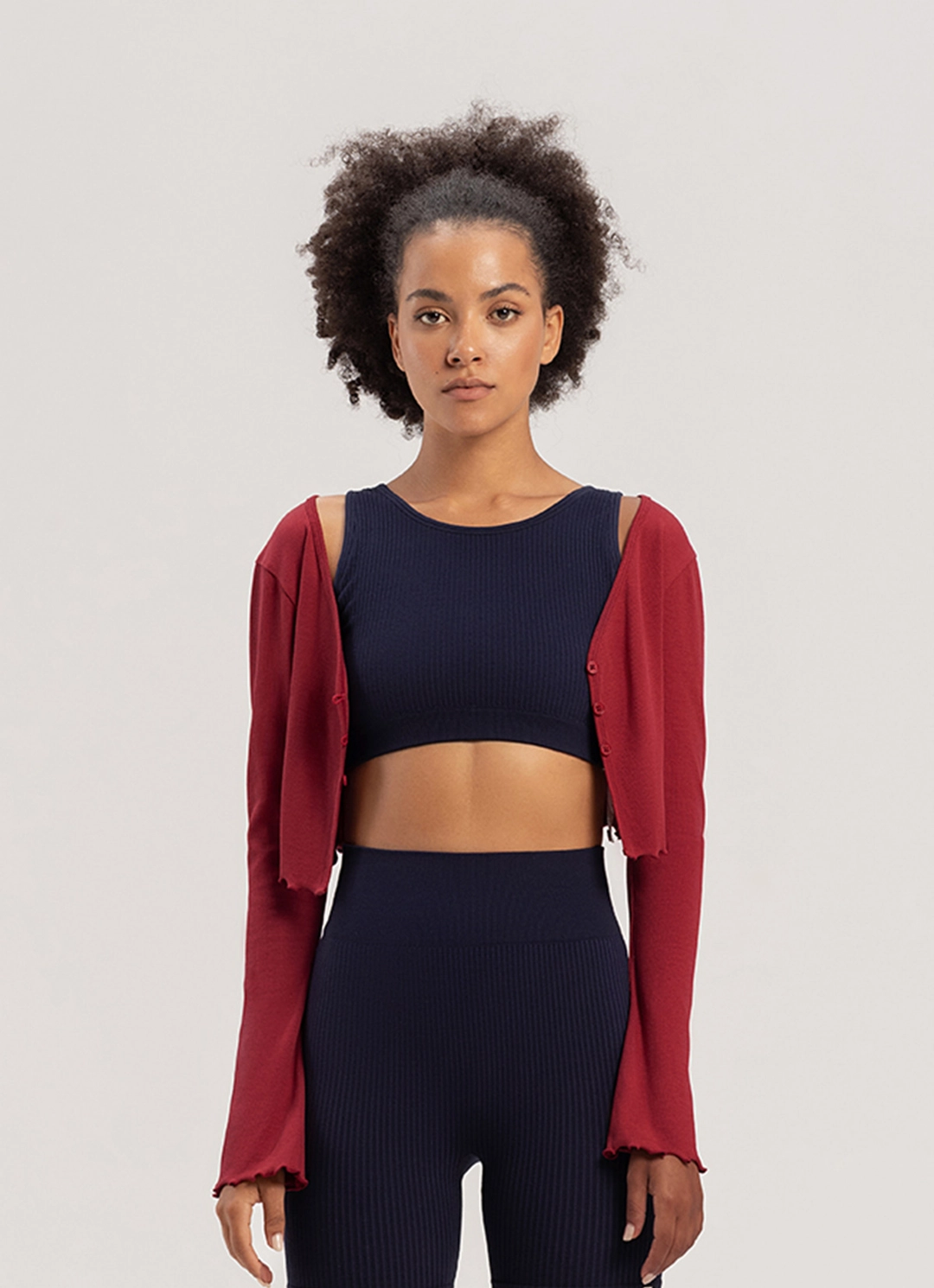 부디무드라 Crop rib cardigan_Karanda Red 상품 이미지 3