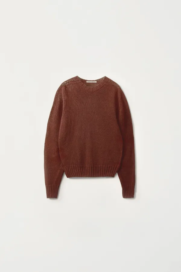 2ND / Light mesh pullover knit (Brick)