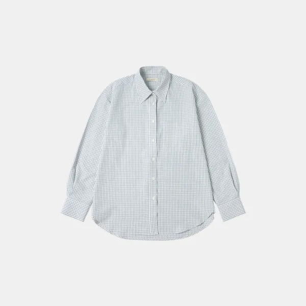 SITP5197 루즈 핏 시어서커 체크 셔츠_Blue