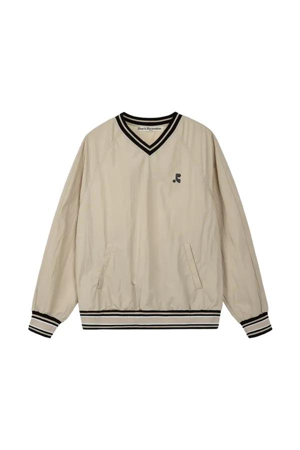 V-NECK WIND SHIRT - BEIGE