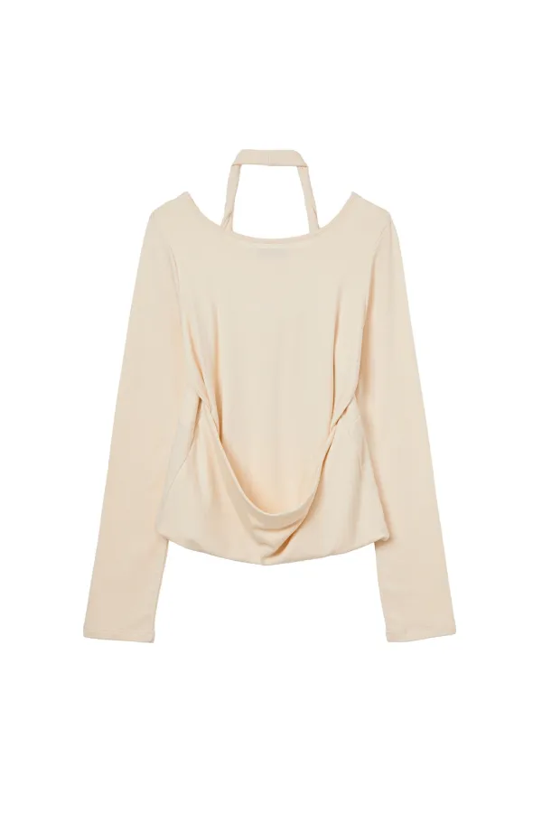 LAYERED HALTER NECK LONG SLEEVE IN IVORY