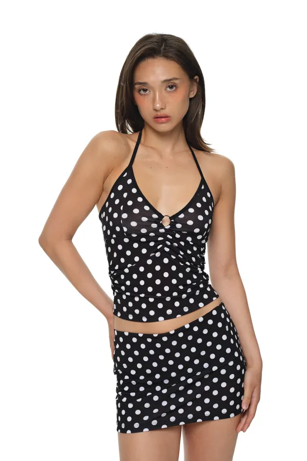 HALTER O-RING TANK TOP (DOT) (BLACK)