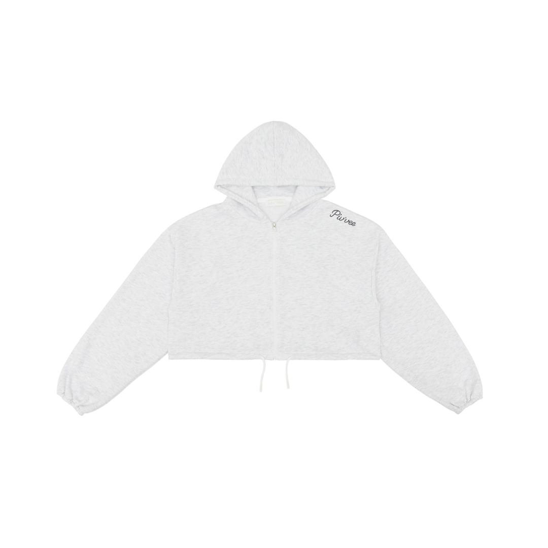 피브비 Semi-cropped Zip-up Hoodie (snow grey) 상품 이미지 2