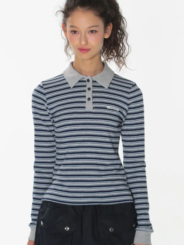 [Re-stock 09/17] PIN STRIPE PK TOP_GREY