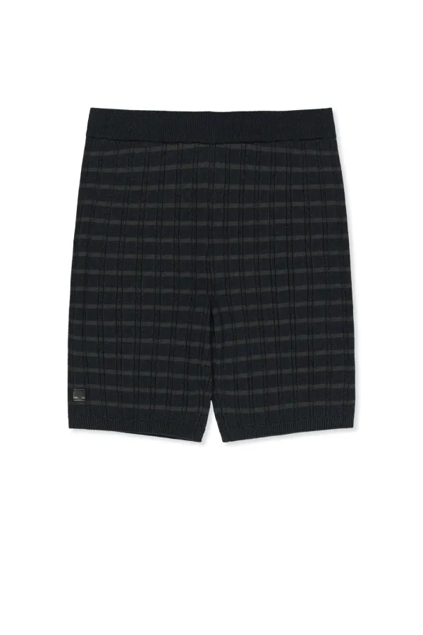 STRIPE KNIT SHORTS IN NAVY
