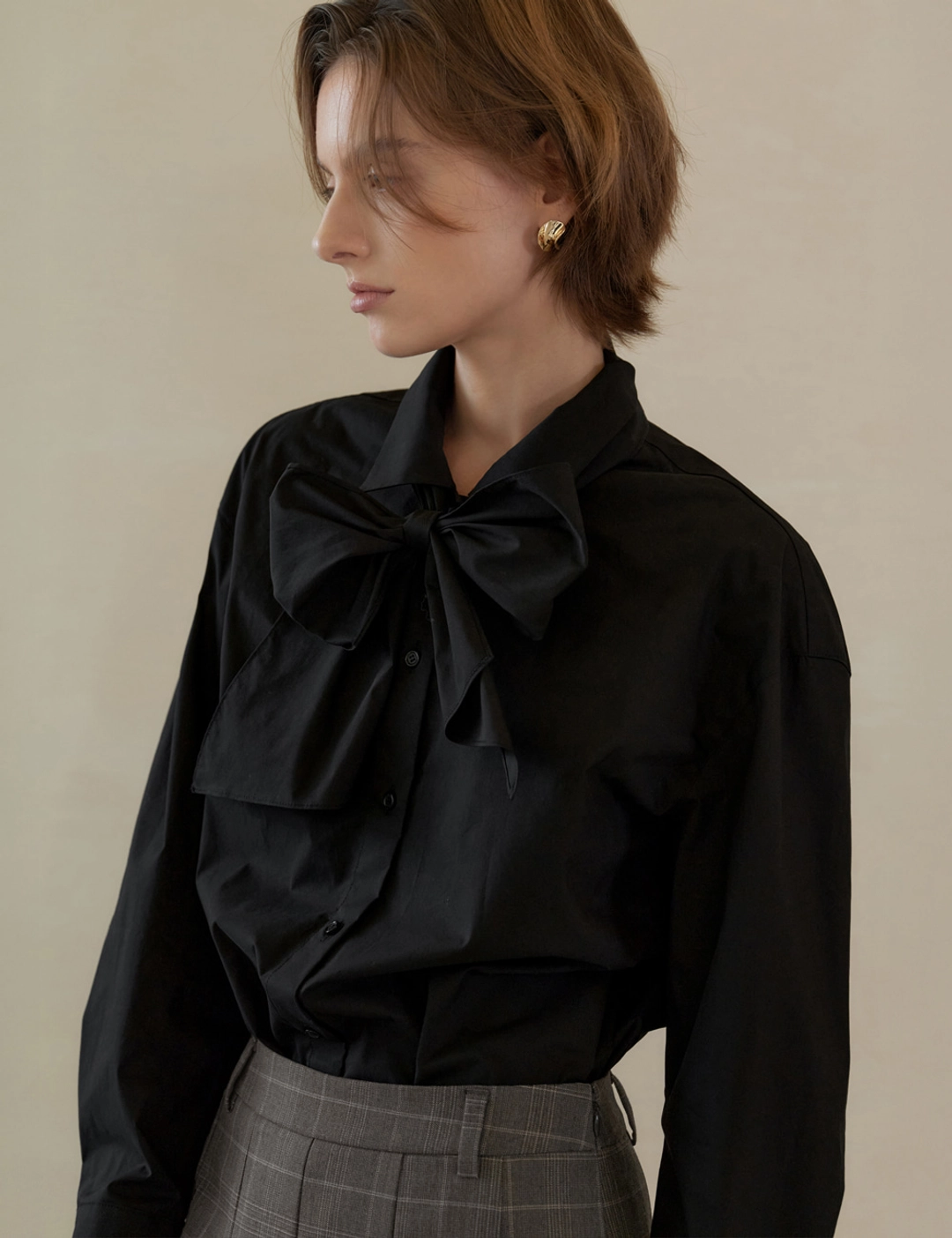 노미나떼 Rosy Ribbon Blouse (Black) 상품 이미지 2