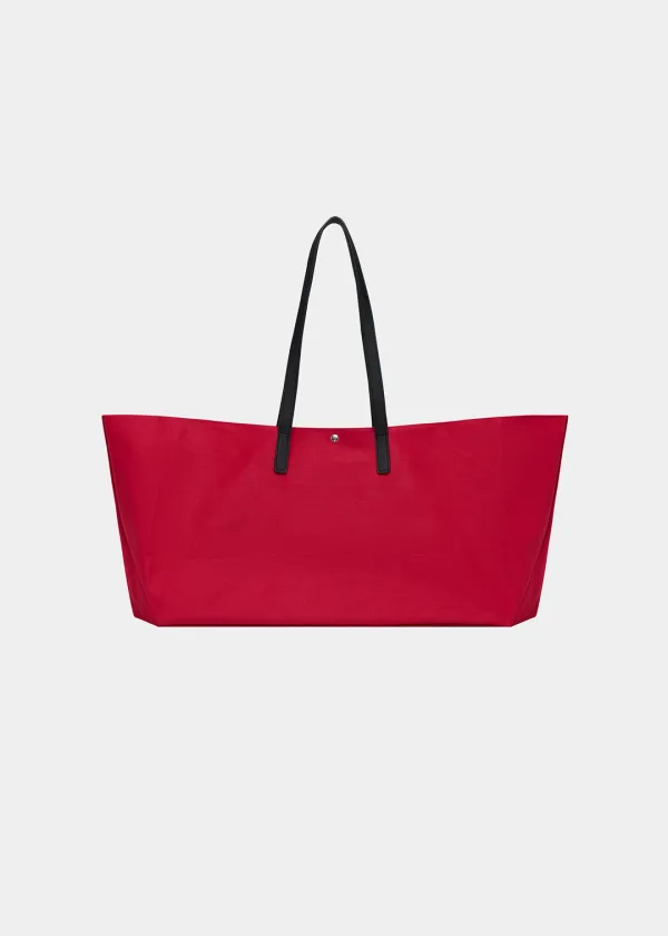 STRUCTURED CANVAS SHOULDER BAG - RED