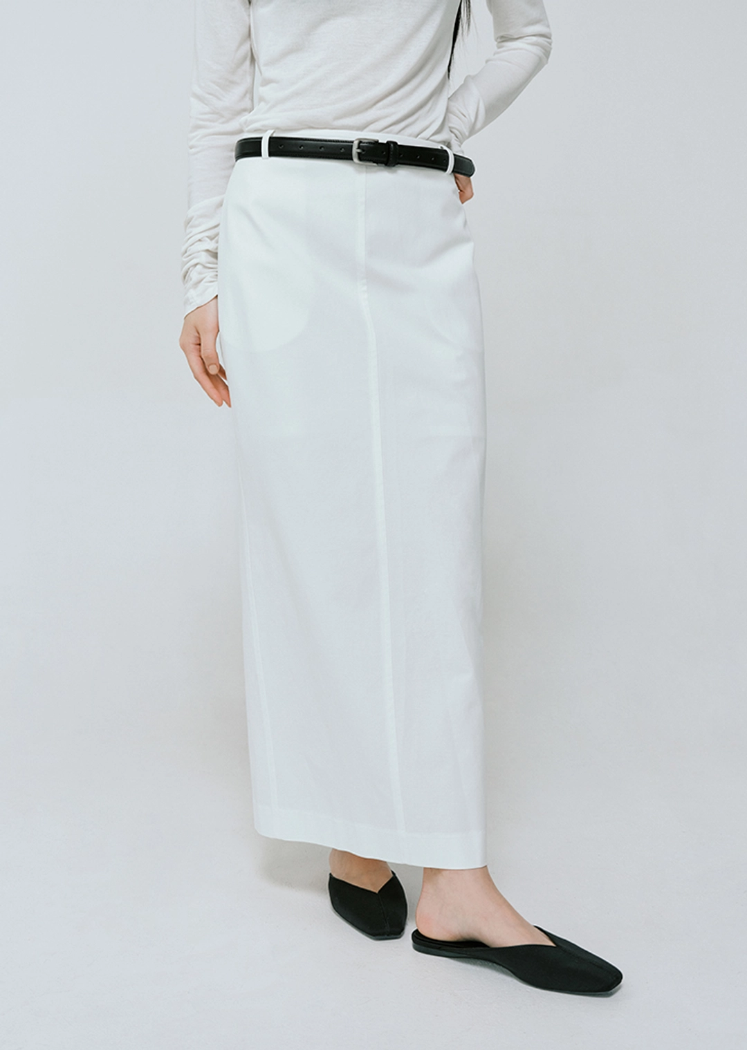 하베크 (5TH RE-ORDER) 90’s long pencil skirt / White 상품 이미지 2