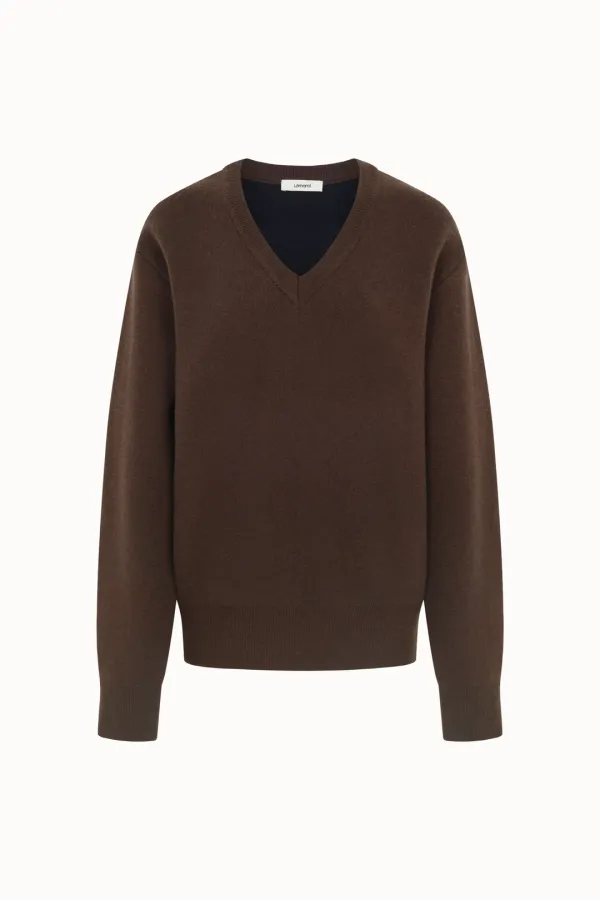 V-neck Double Knit Top[LMBEAUKN295]-Brown