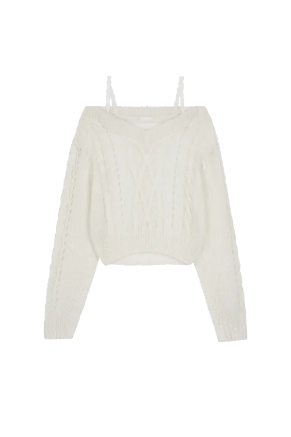 Rose milk lace knit, Ivory