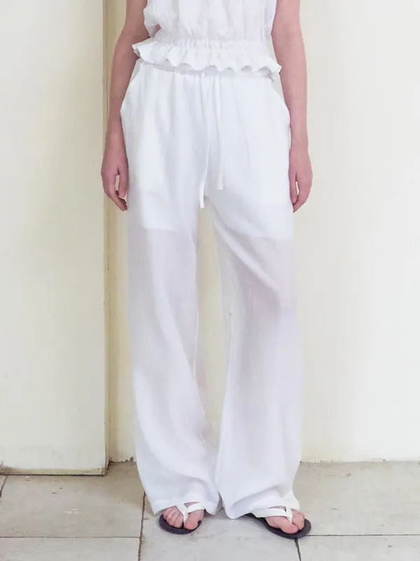 Crinkle Summer Pants, White