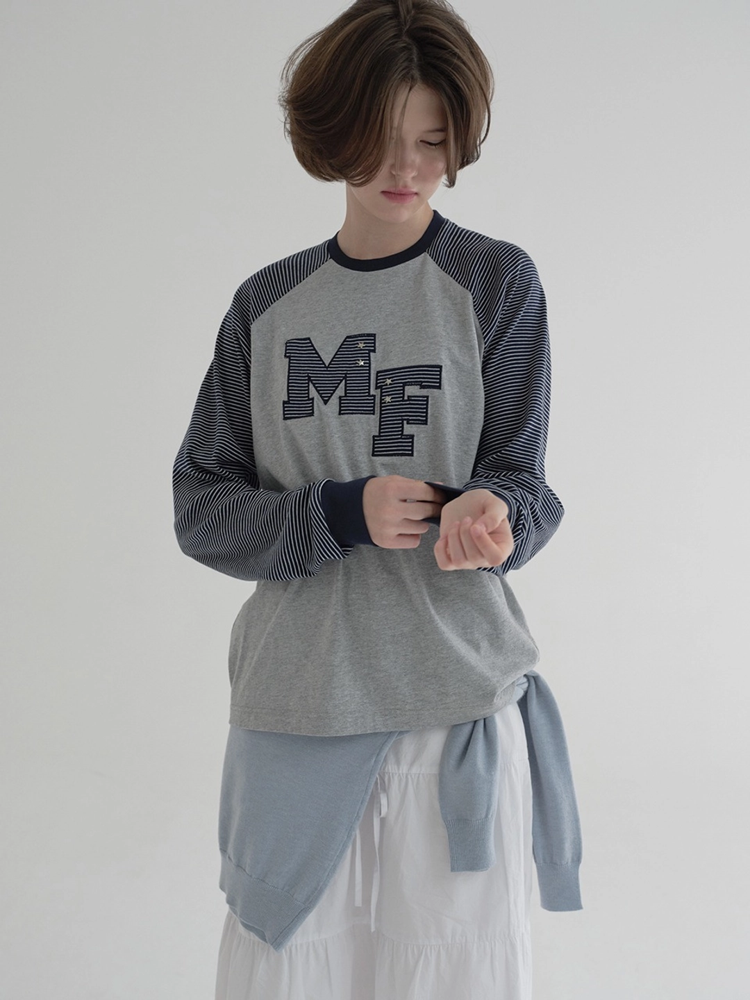 마가린핑거스 LOGO PATCHWORK T-SHIRT (GREY) 상품 이미지 2
