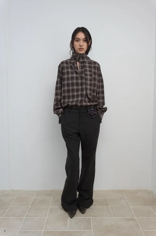 SCARF COLLAR SHIRT_BROWN