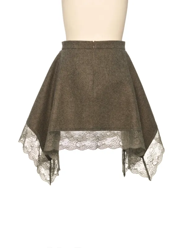 FW26 KHAKI DRAPED SKIRT