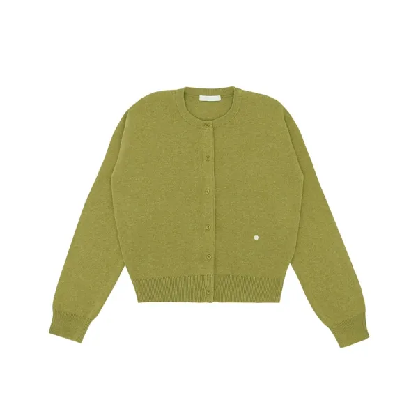[2nd]Round Neck Knit Cardigan (pale green)